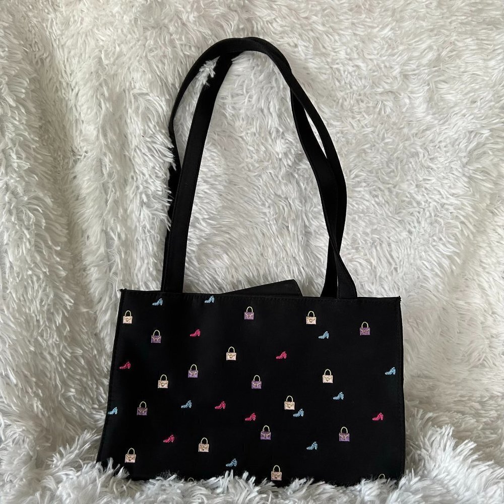 CATO Handbag Womens‎ Purse Small Rectangle Embroidered Purses Black Snap Close